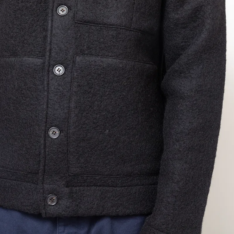 Universal Works Uniform Jacket Black Wool Fleece-7