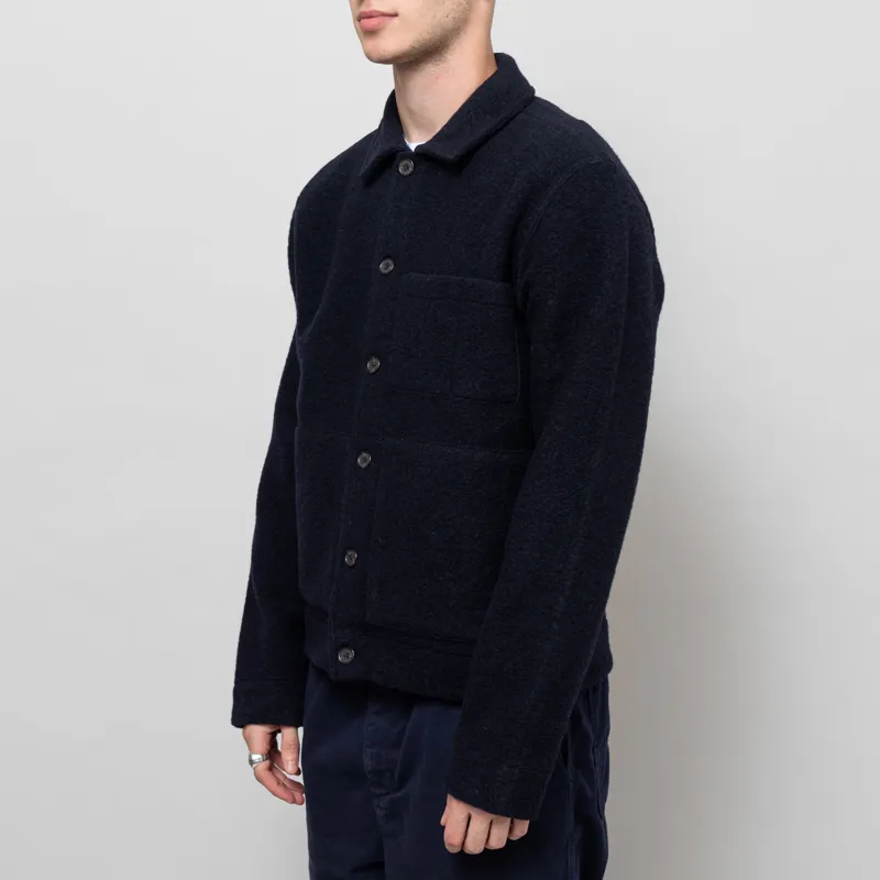 Universal Works Uniform Jacket Navy Wool Fleece-1