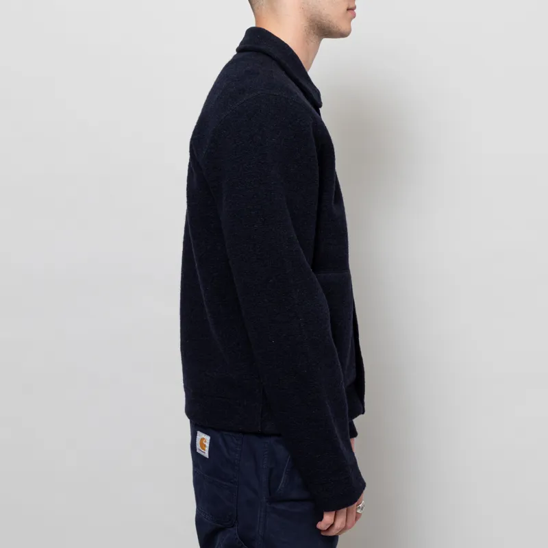 Universal Works Uniform Jacket Navy Wool Fleece-4