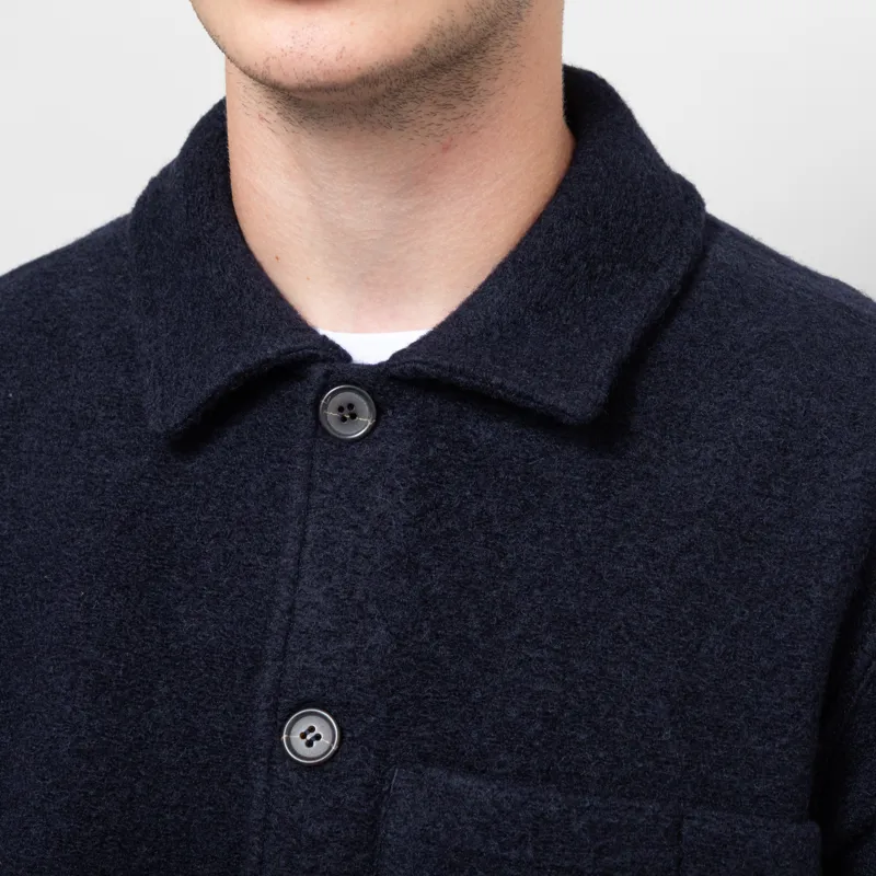 Universal Works Uniform Jacket Navy Wool Fleece-5