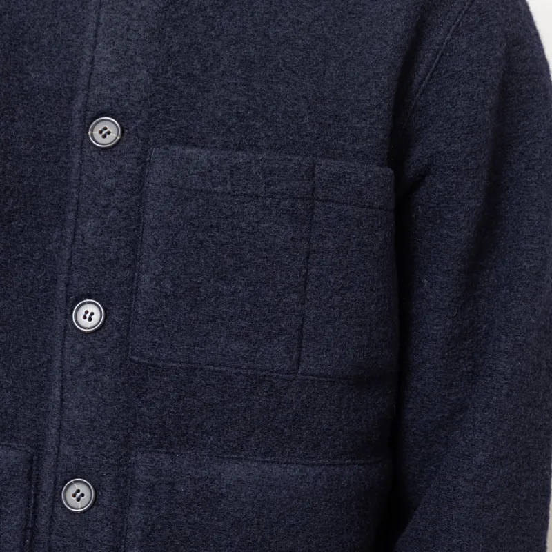 Universal Works Uniform Jacket Navy Wool Fleece-8