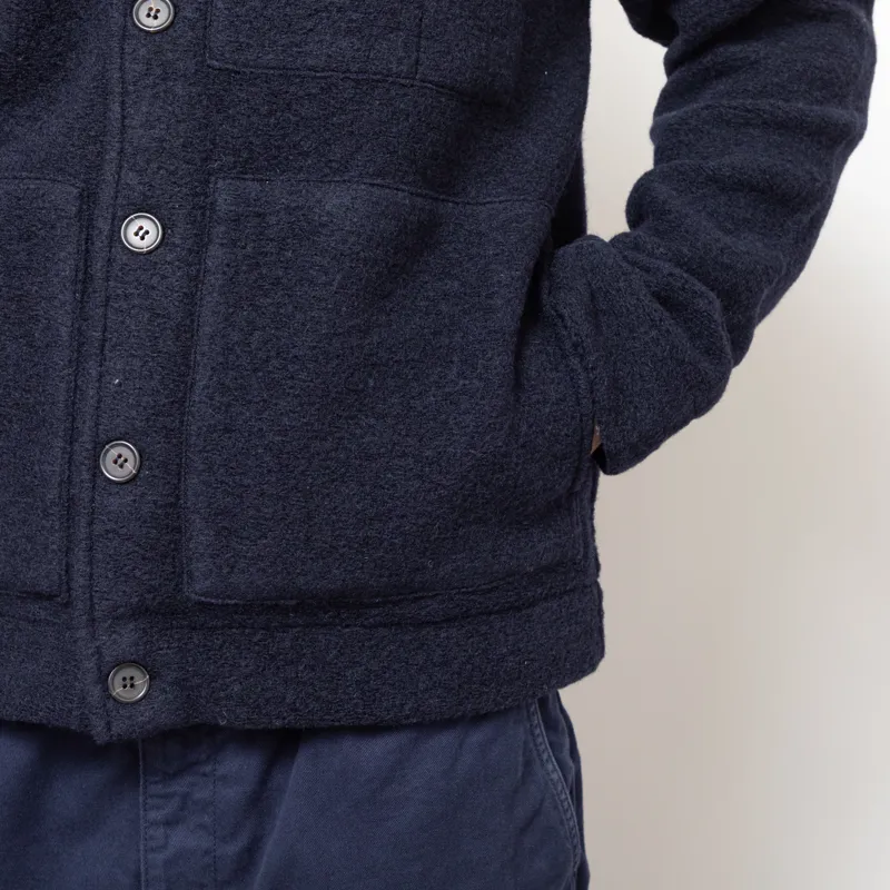 Universal Works Uniform Jacket Navy Wool Fleece-9