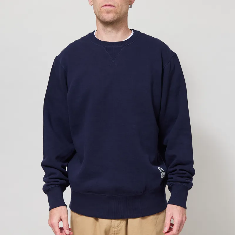 Universal Works Core Sweatshirt Navy Brush Back Sweat