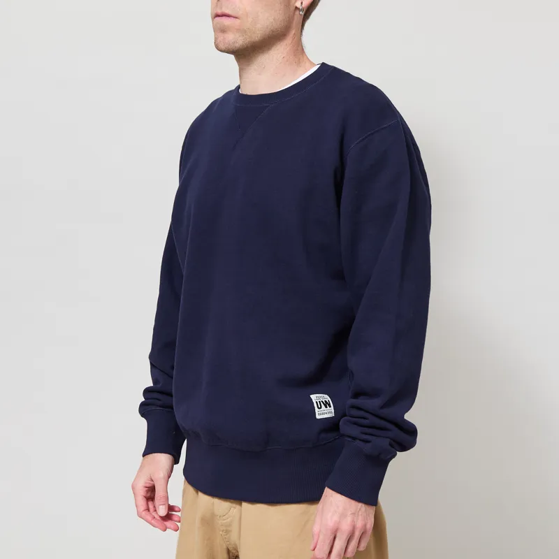 Universal Works Core Sweatshirt Navy Brush Back Sweat-1