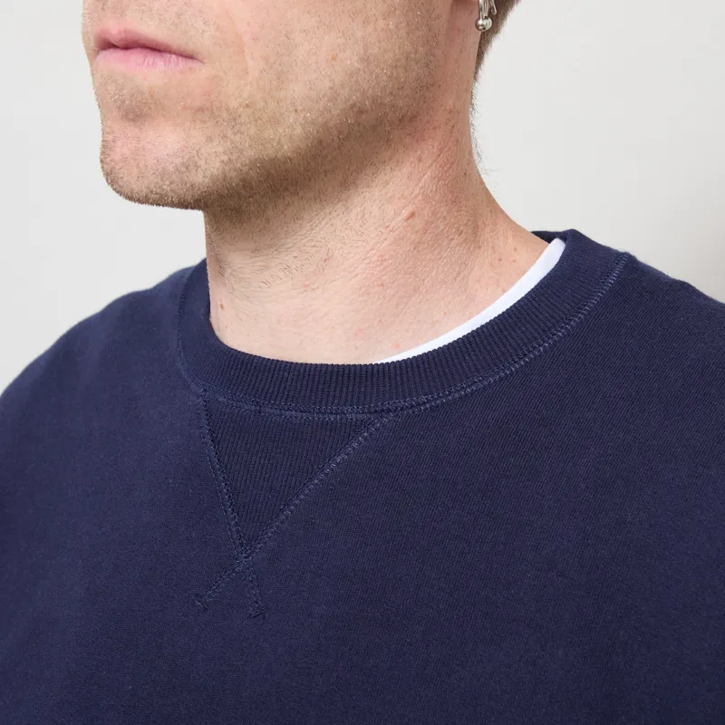 Universal Works Core Sweatshirt Navy Brush Back Sweat-3