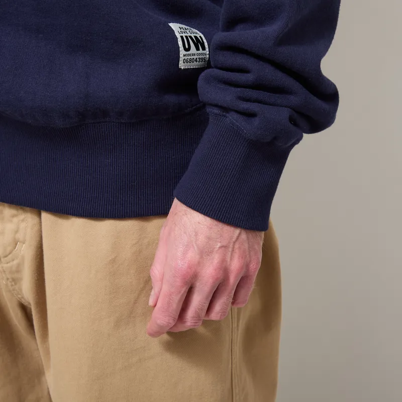 Universal Works Core Sweatshirt Navy Brush Back Sweat-6