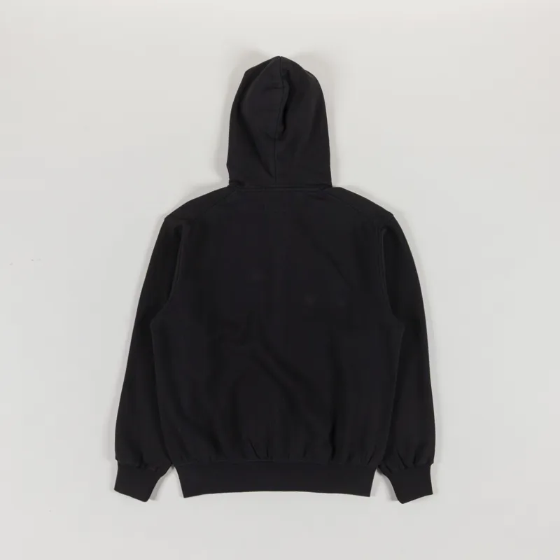 Universal Works Core Hoodie Black Brush Back Sweat-1