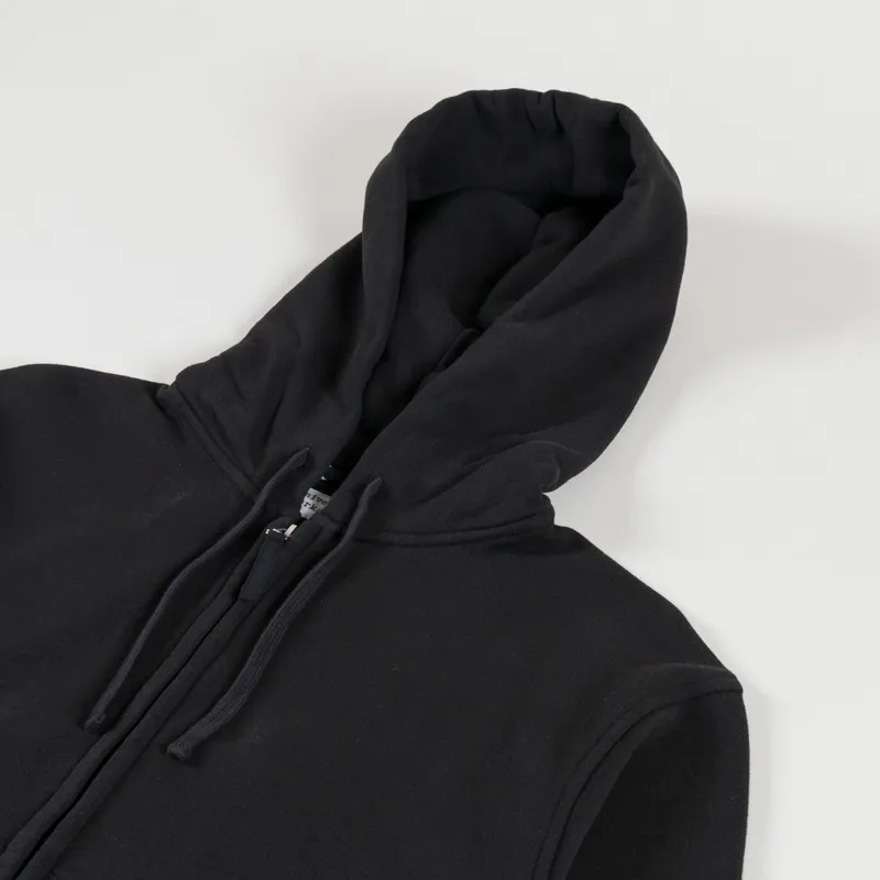 Universal Works Core Hoodie Black Brush Back Sweat-2