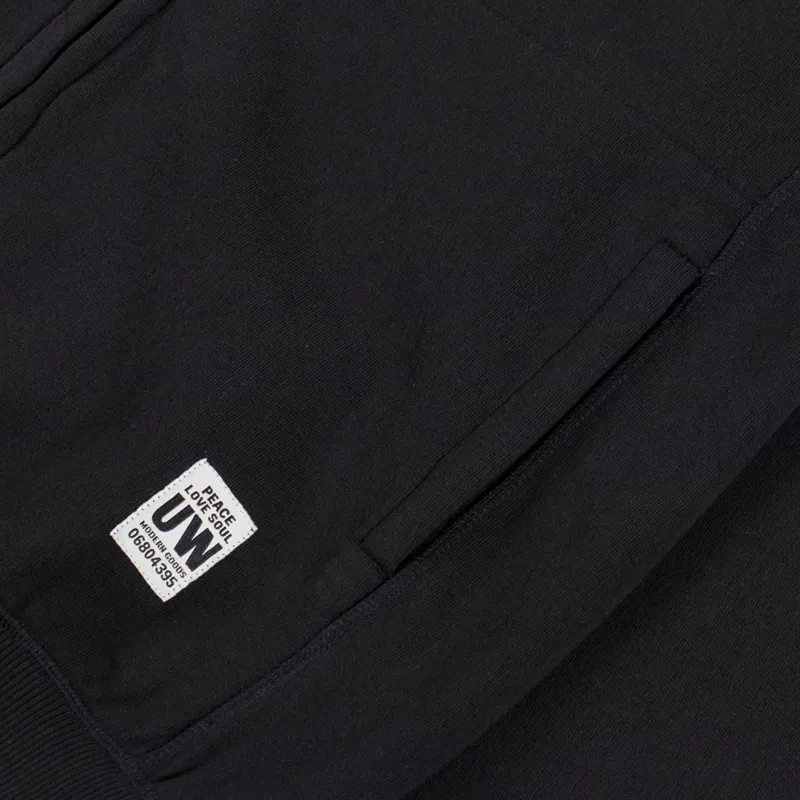 Universal Works Core Hoodie Black Brush Back Sweat-5