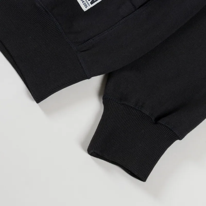 Universal Works Core Hoodie Black Brush Back Sweat-8