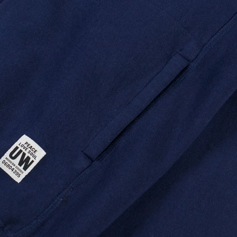 Universal Works Core Hoodie Navy Brush Back Sweat-5