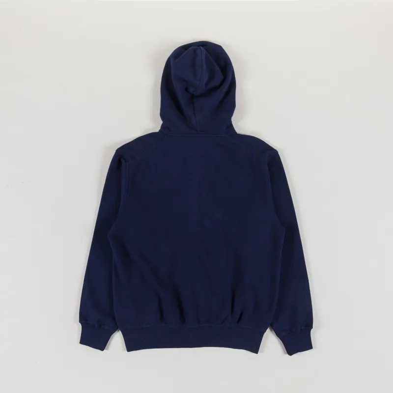 Universal Works Core Hoodie Navy Brush Back Sweat-1