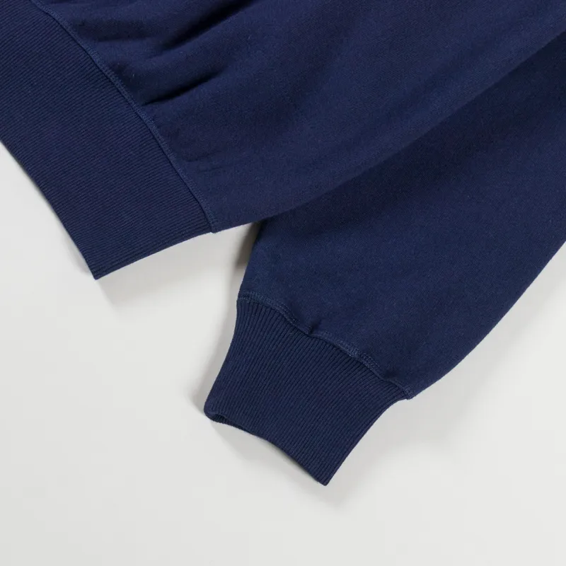Universal Works Core Hoodie Navy Brush Back Sweat-8