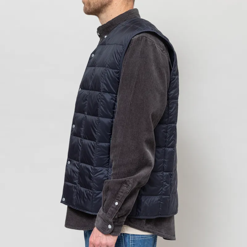 Taion V-Neck Button Down Vest Dark Navy-3