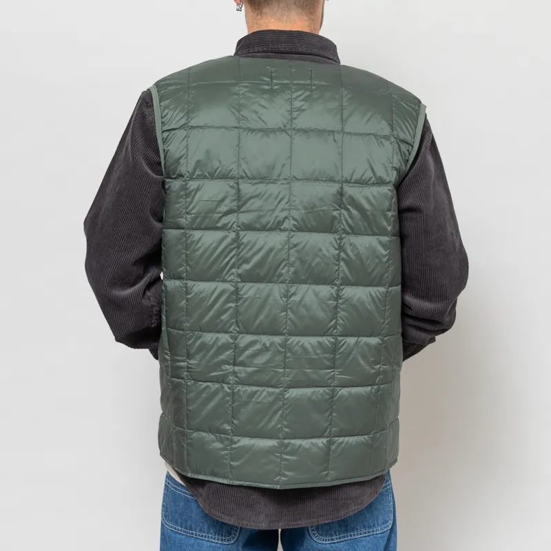 Taion V-Neck Button Down Vest Dark Sage Green-3