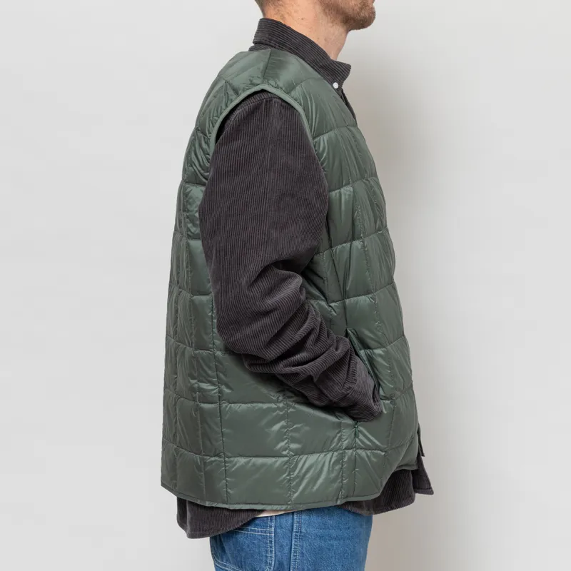 Taion V-Neck Button Down Vest Dark Sage Green-4