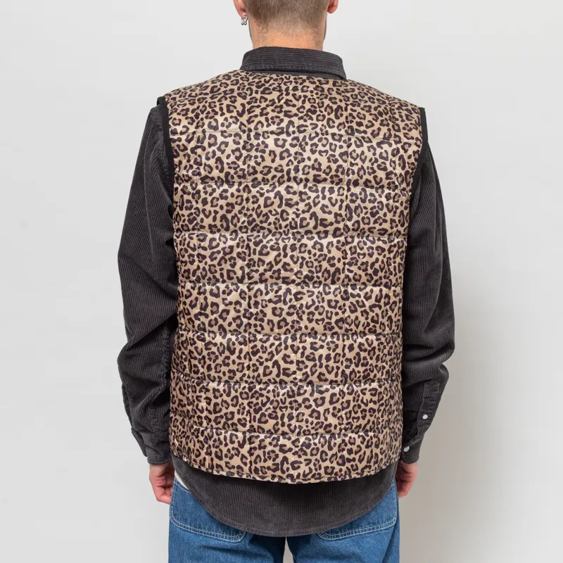 Taion V-Neck Button Down Vest Khaki Leopard-4