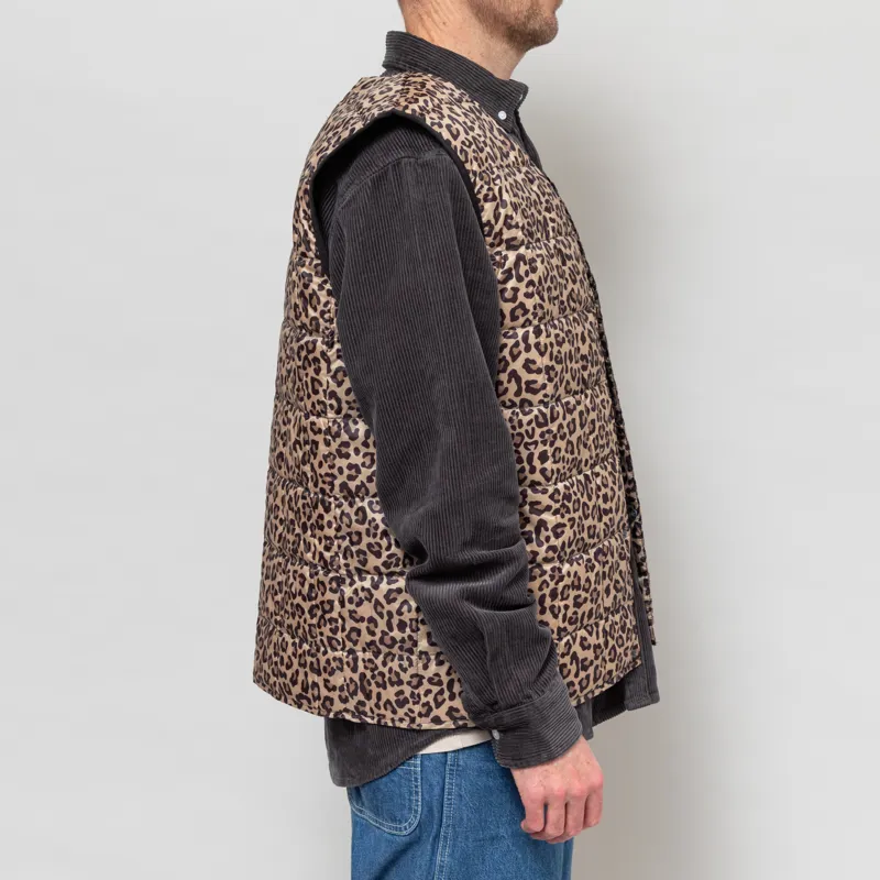 Taion V-Neck Button Down Vest Khaki Leopard-6