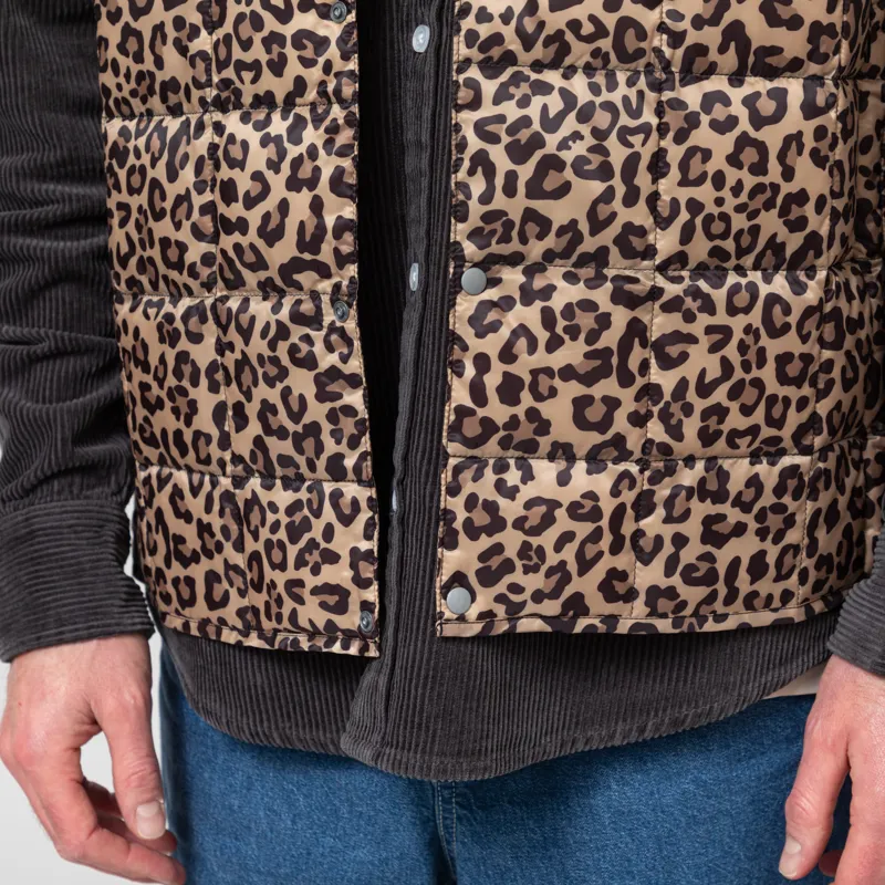 Taion V-Neck Button Down Vest Khaki Leopard-9