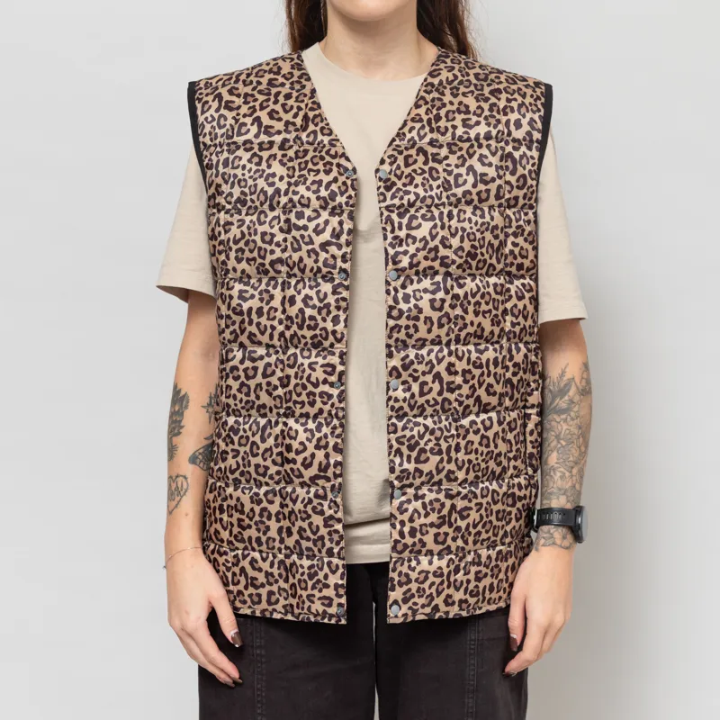 Taion V-Neck Button Down Vest Khaki Leopard-1