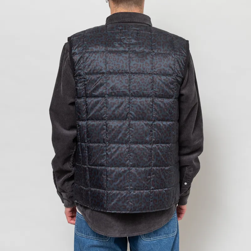 Taion V-Neck Button Down Vest Black Leopard-4