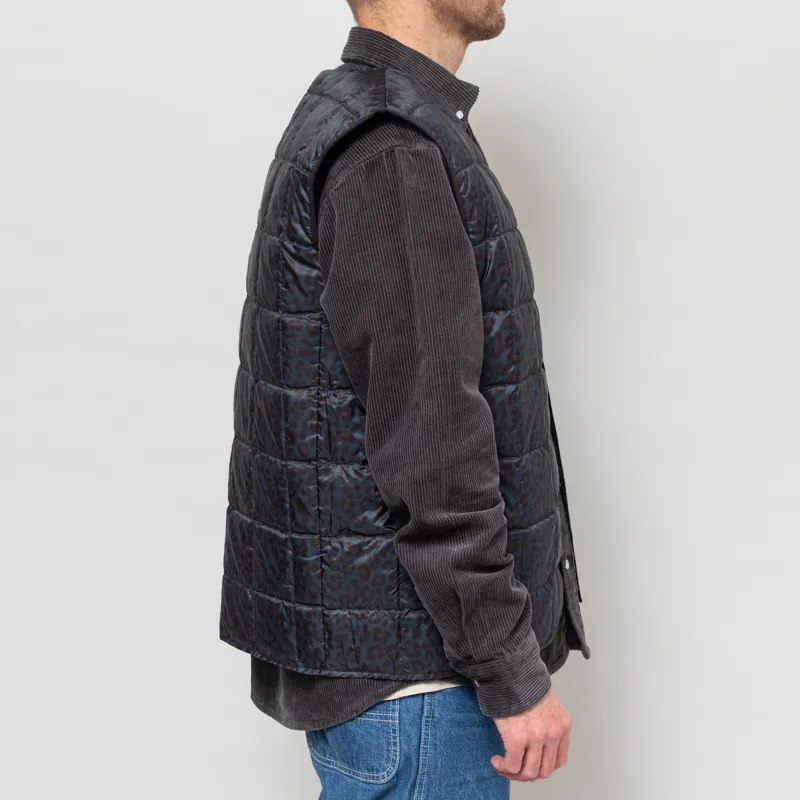 Taion V-Neck Button Down Vest Black Leopard-6