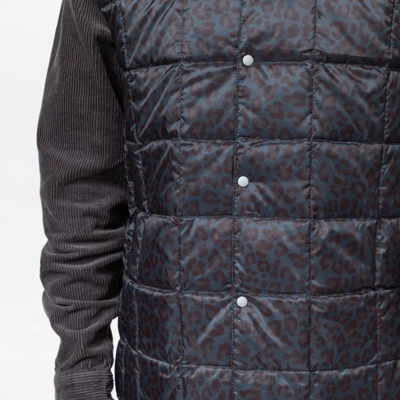 Taion V-Neck Button Down Vest Black Leopard-8