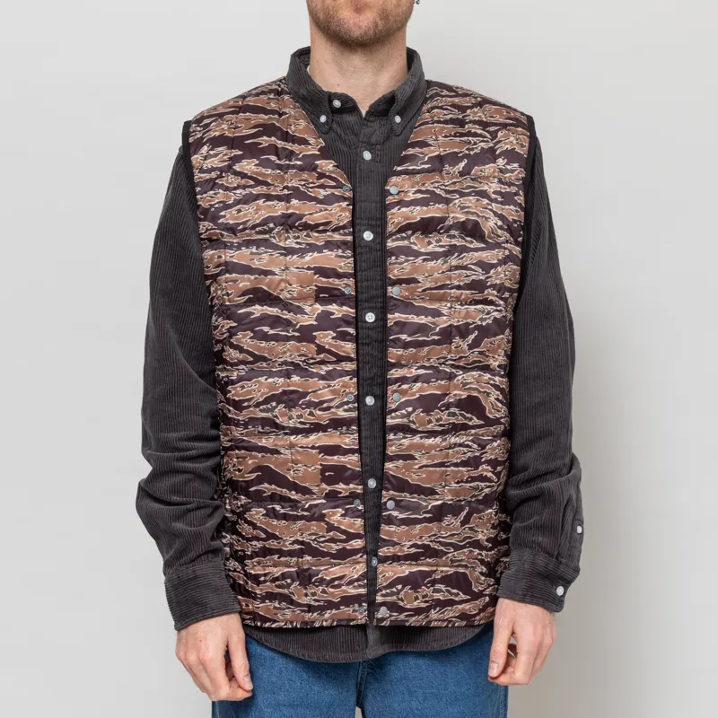 Taion V-Neck Button Down Vest Tiger Camo