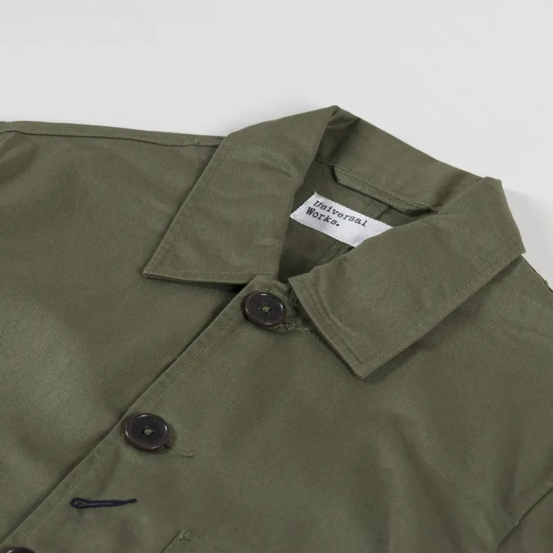 Universal Works Bakers Jacket Light Olive Twill-4