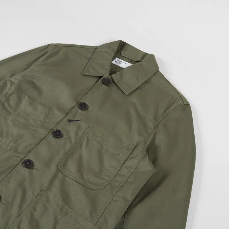 Universal Works Bakers Jacket Light Olive Twill-2