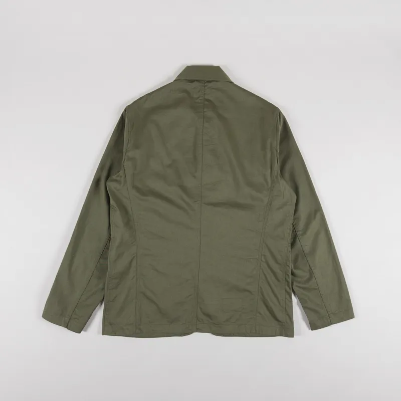 Universal Works Bakers Jacket Light Olive Twill-1