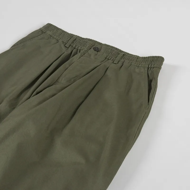 Universal Works Pleated Track Pant Light Olive Twill-4