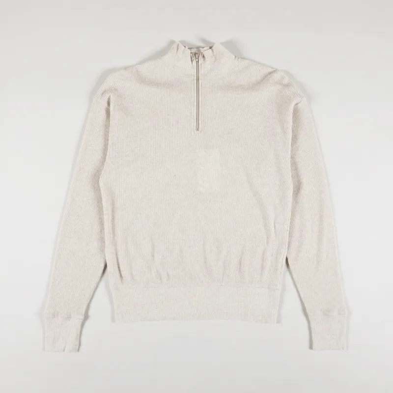 Girls of Dust Womens Zipper Pullover Baby Waffle Greige