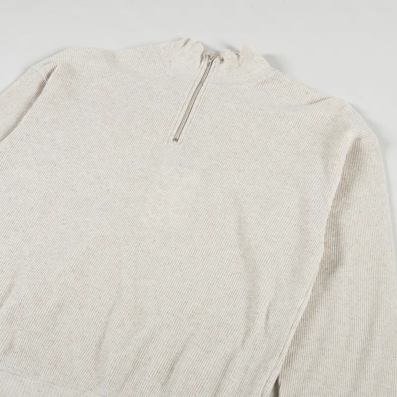 Girls of Dust Womens Zipper Pullover Baby Waffle Greige-6