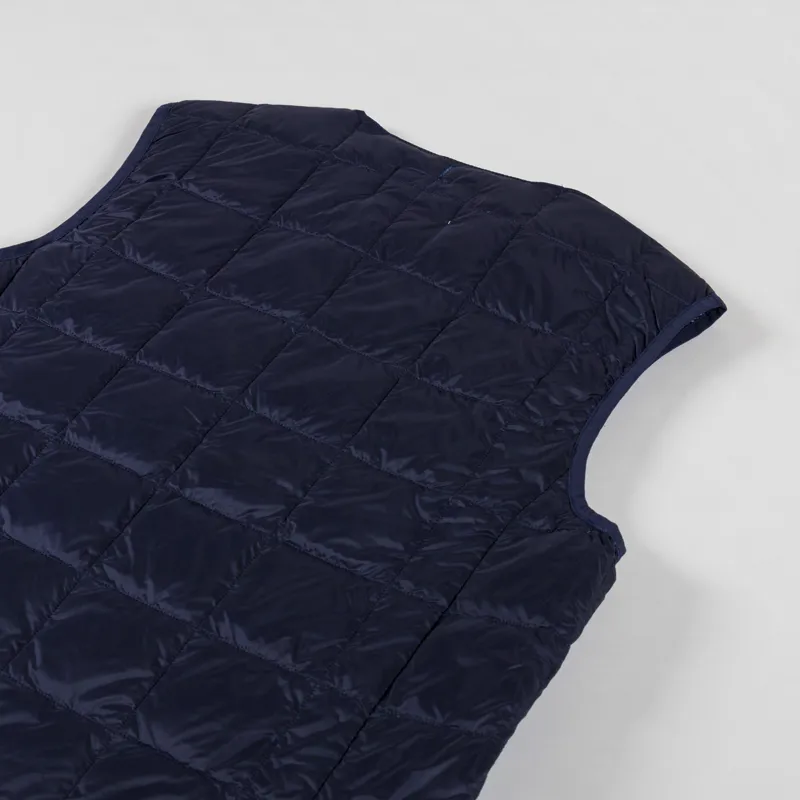 Taion Crew Neck Double Zip Down Vest Navy-5