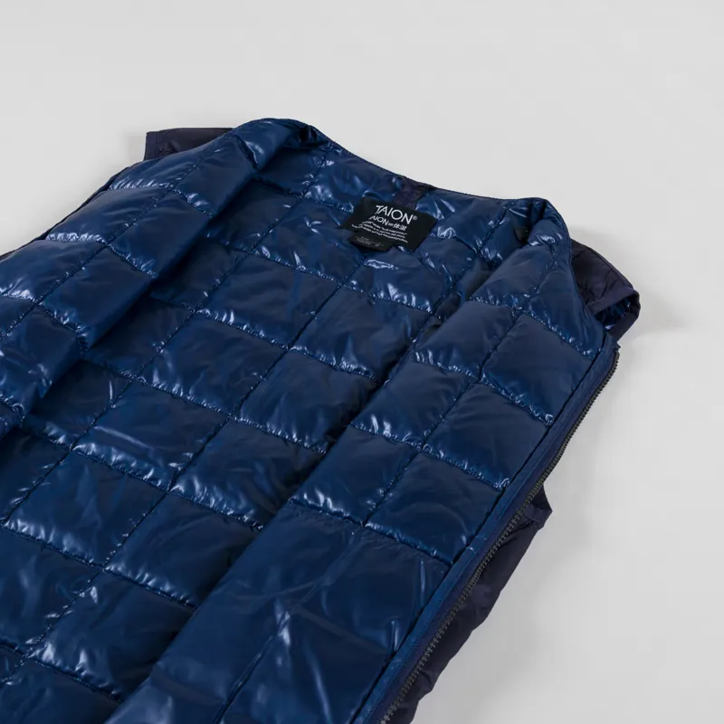 Taion Crew Neck Double Zip Down Vest Navy-4