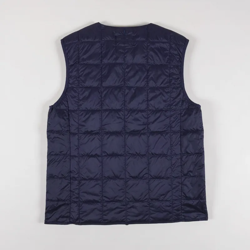 Taion Crew Neck Double Zip Down Vest Navy-2