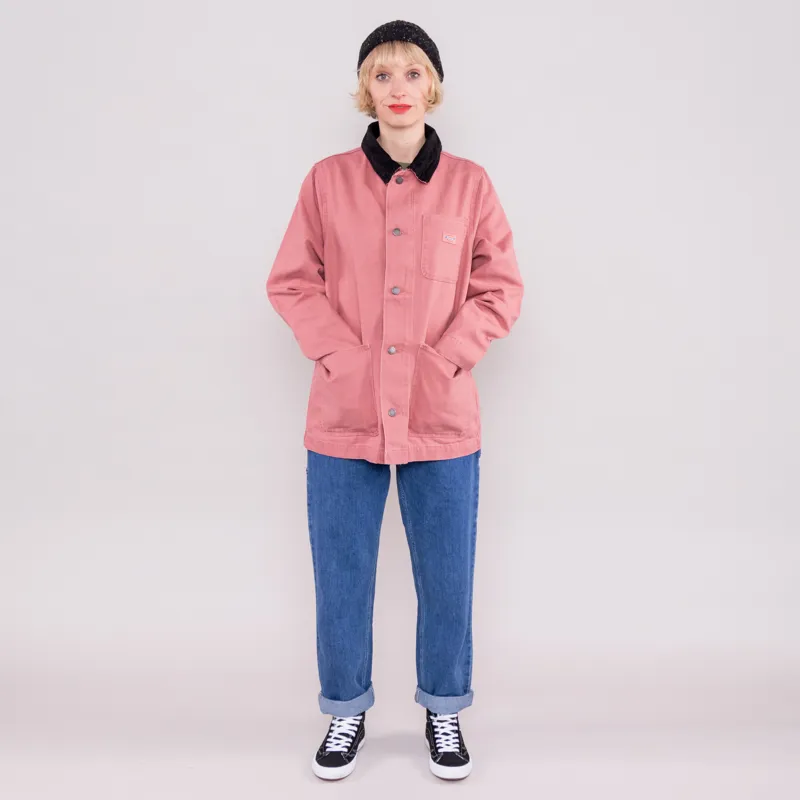 Dickies Womens Duck Canvas Chore Coat Stone Washed Withered Rose-1