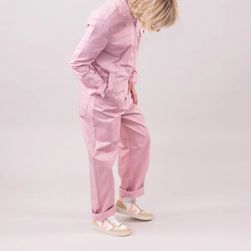 M.C Overalls Polycotton Collared Zip Overall Dusty Pink-3