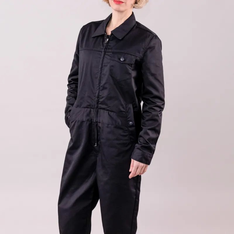 M.C Overalls Polycotton Collared Zip Overall Black-2