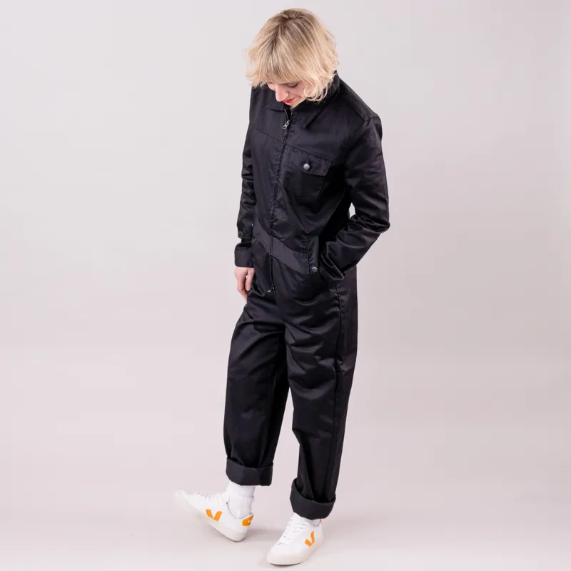 M.C Overalls Polycotton Collared Zip Overall Black-1