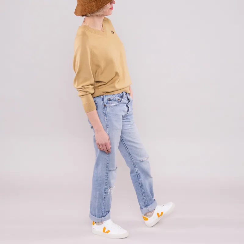 Fred Perry Womens V Neck Jumper Desert-2