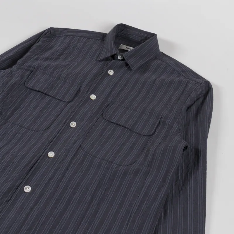 Foret Lunar Textured Overshirt Black Stripe-2