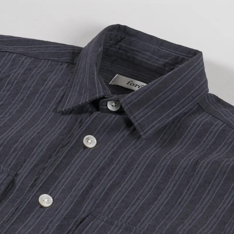 Foret Lunar Textured Overshirt Black Stripe-4