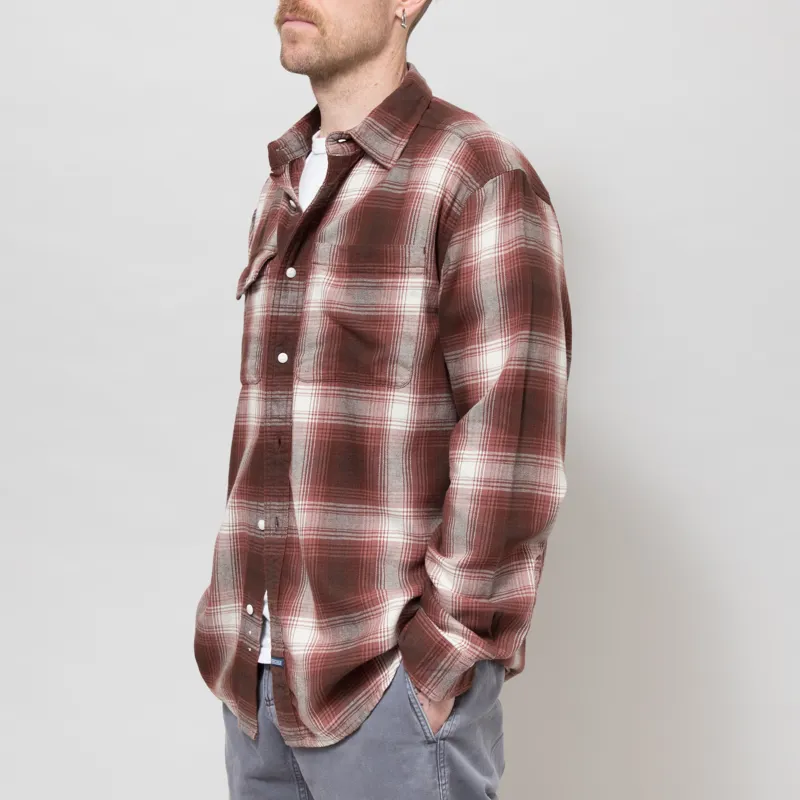 Dubbleware Heritage Check Workshirt Brown Maroon Plaid-1