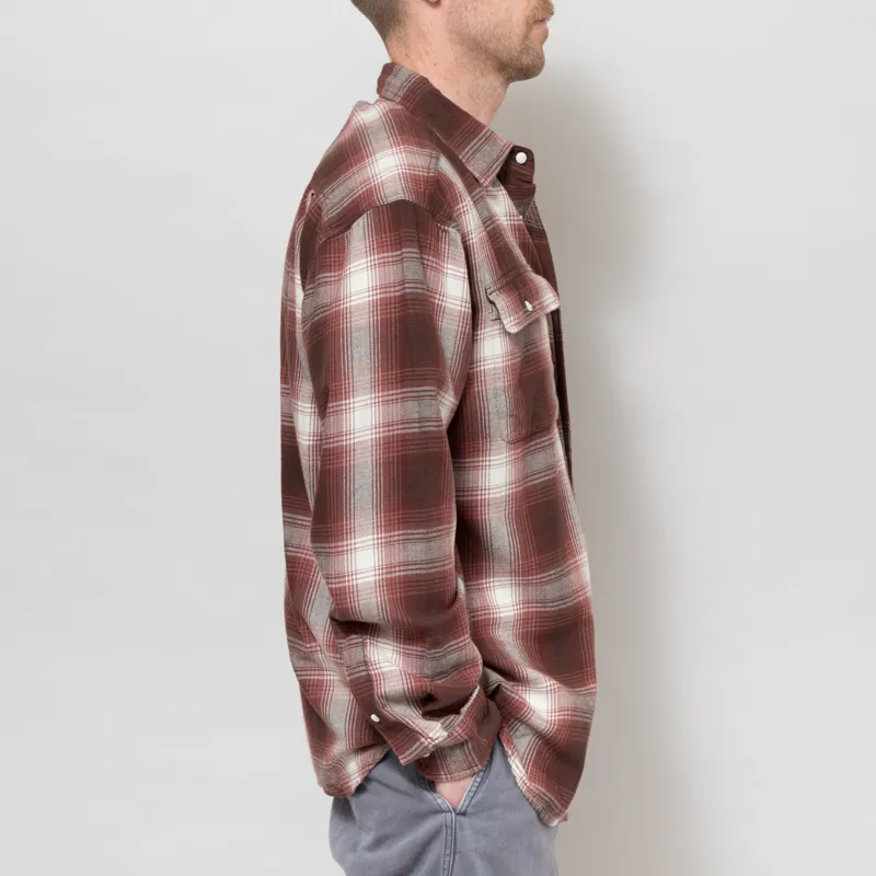 Dubbleware Heritage Check Workshirt Brown Maroon Plaid-4