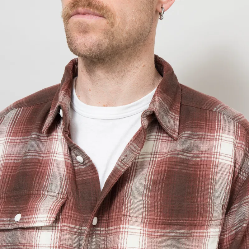 Dubbleware Heritage Check Workshirt Brown Maroon Plaid-5