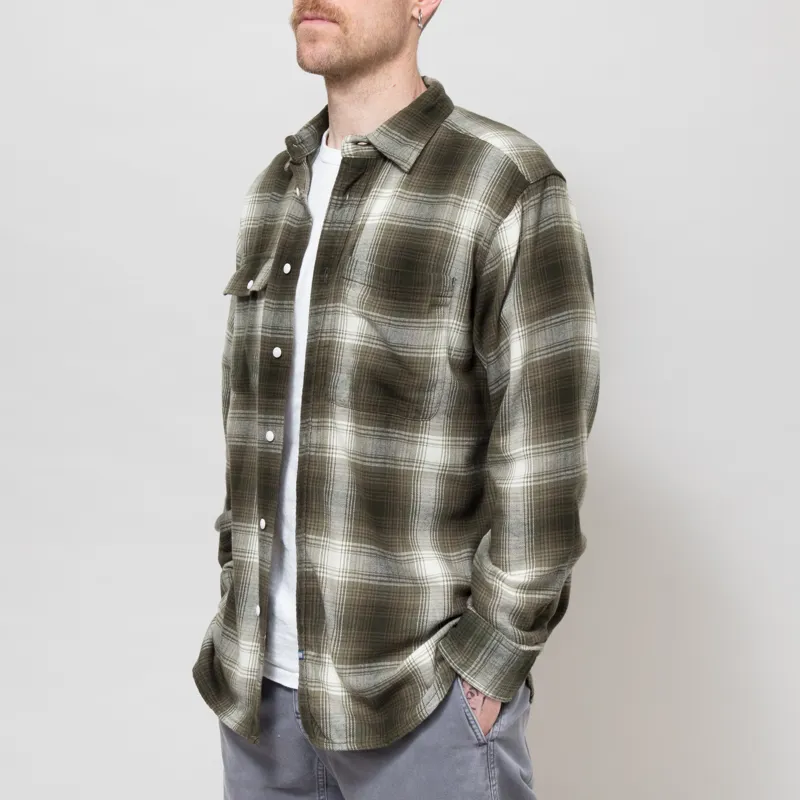 Dubbleware Heritage Check Workshirt Moss Plaid-1
