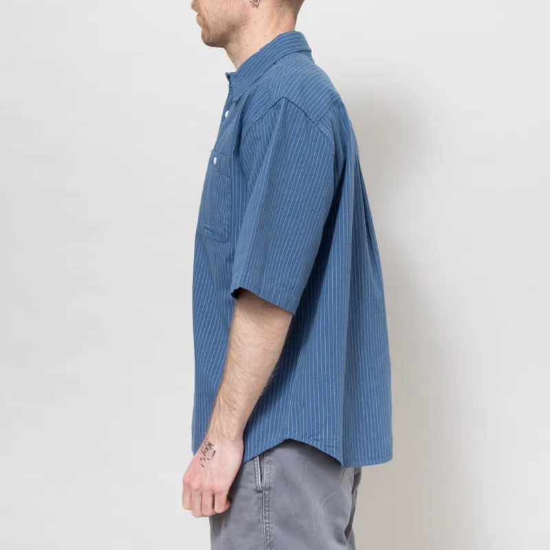 Dubbleware Short Sleeve Workshirt Denim Stripe-2