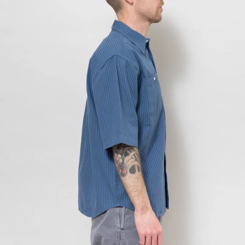 Dubbleware Short Sleeve Workshirt Denim Stripe-4